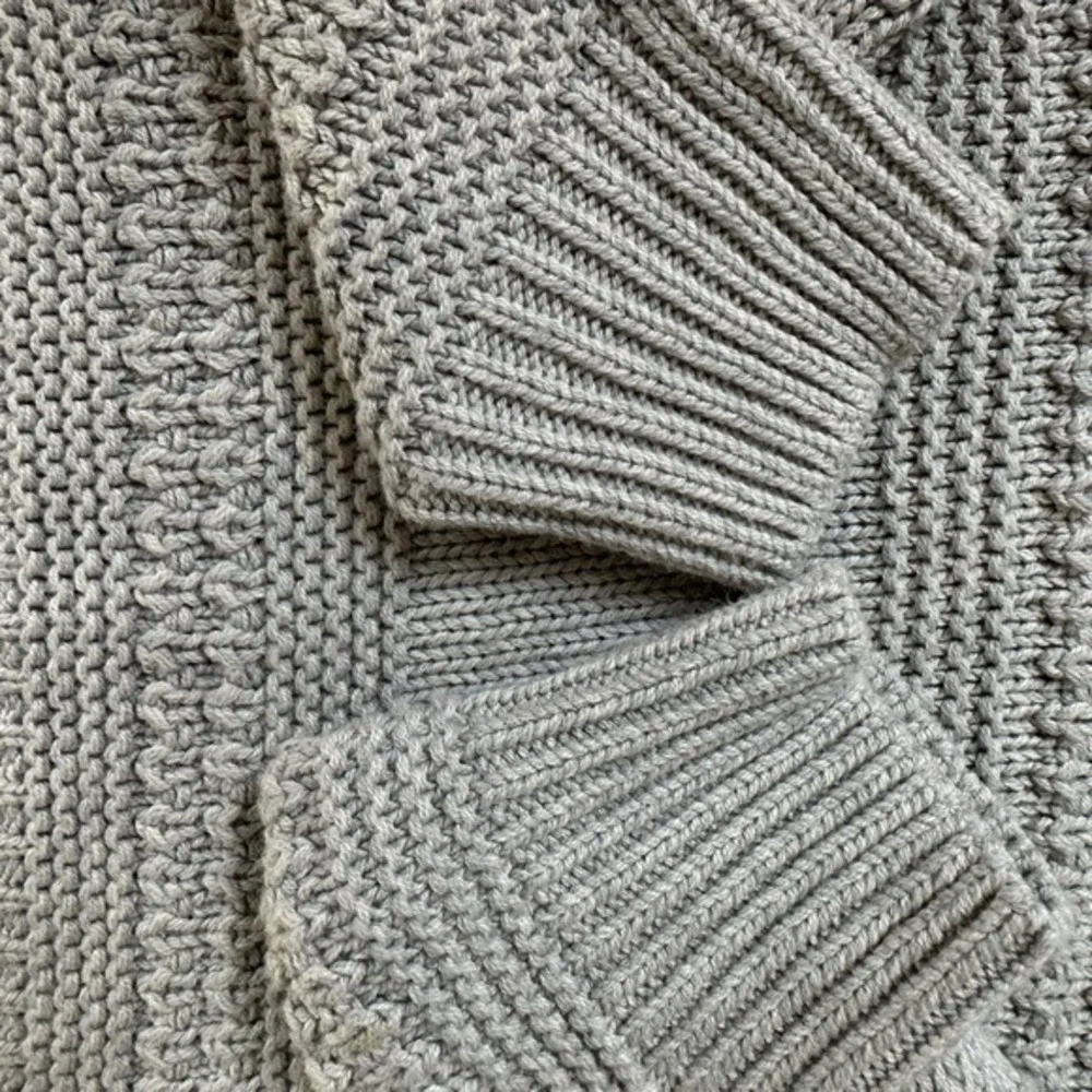 Gray Waffle Chunky Knit Raglan Crewneck Sweater L Casual Cabincore Cozy Outdoor‎